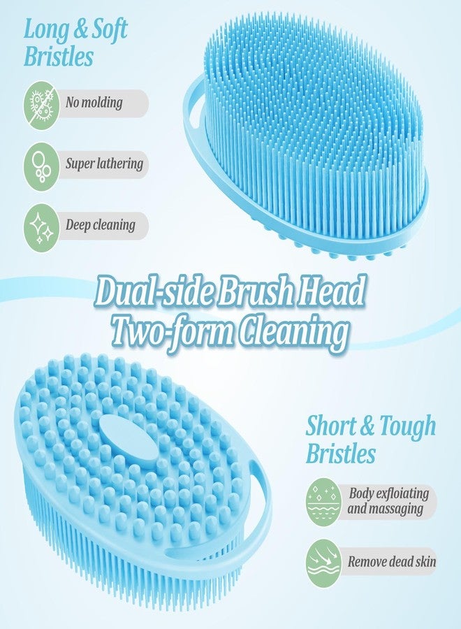 GEENOA Soft Silicone Body Scrubber 2PCS, 2-in-1 Bath & Shampoo Brush with Dual-Side Usage, Hygienic Silicone Loofah Shower Scrubber for Gentle Exfoliating & Good Lathering(Bluex2) - Image 4